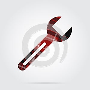 Red, black tartan isolated icon - spanner