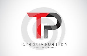 Red and Black TP T P Letter Logo Design. Creative Icon Modern Letters Vector Logo