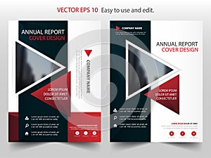 Red black Triangle annual report Brochure design template vector. Business Flyers infographic magazine poster.