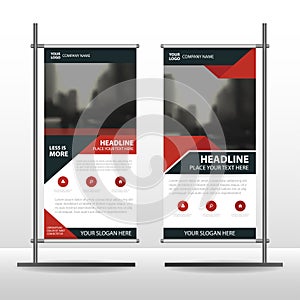 Red black triangle Business Roll Up Banner flat design template ,Abstract Geometric banner template Vector illustration set