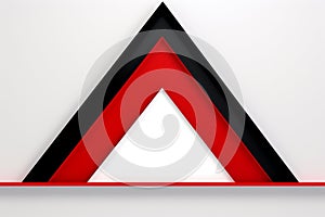 a red and black triangle on a white background