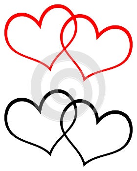 Red and black two hearts clip art