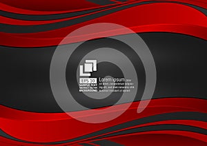 Red and Black wave with copy space, Abstract vector background, Graphic design