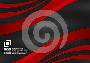 Red and Black wave with copy space, Abstract vector background, Graphic design