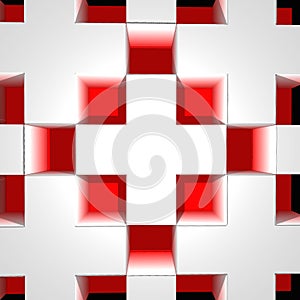 red black and white 3D illustration cross exploding layers