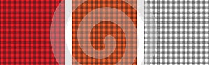 Red Black White, Orange black and white black Buffalo Check and Tartan Plaid set of Seamless Patterns