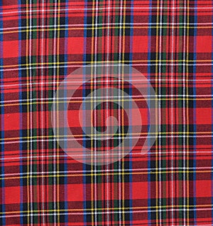 Red black and White rustic plaid fabric swatch textile background.