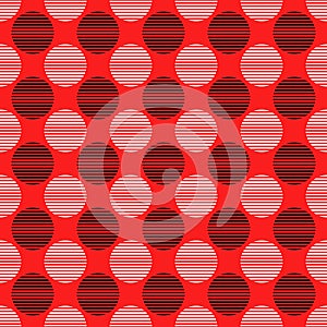 Red, black and white simple seamless circle pattern background