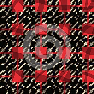 Red black and white tartan traditional fabric seamless pattern, vector eps10