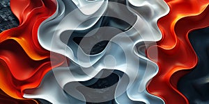 Red, black and white wavy 3D generative background