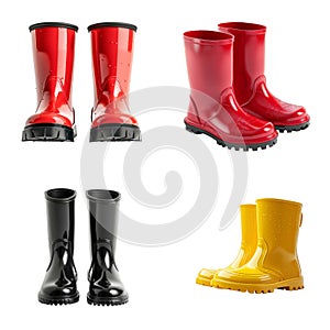 Red, Black, and Yellow Rubber Boots