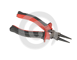 Red and bladk round pliers isolated