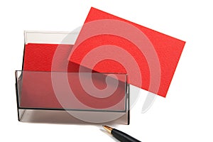 Red blank business card in a box