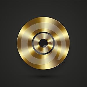 Red blank button template with metal texture.