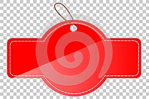 Red Blank circle and rectangle tag, at transparent effect background