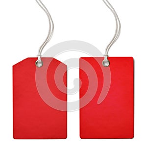 Red blank paper price or sale tag set isolated