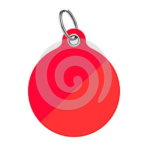 Red Blank Tag with Metal Ring. 3d Rendering