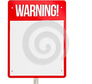 Red Blank Warning sign isolated white