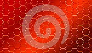 Red blazing honeycomb, grid background from honeycomb. Abstract hot pattern. Vector