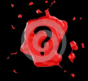 Red blob question mark over black