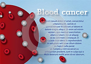 Red blood cell being attacked by cancers in 3d style on giant decoration red circle