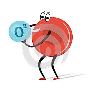 Red Blood Cell with Oxygen Cartoon