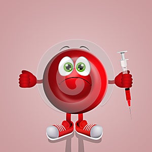 Red blood cell with syringe