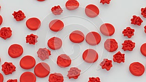 Red blood cells affected by hypertension disease 3D render