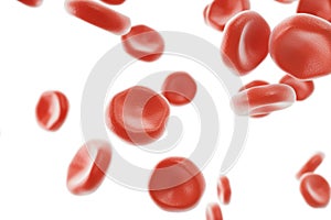 Red blood cells in artery, flow inside body, concept medical human health care, 3d rendering isolated on white