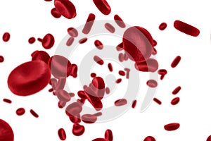Red blood cells in an artery, flow inside body, medical human health-care