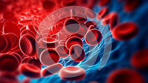 Red blood cells as they navigate through the labyrinthine vessels. Generative AI