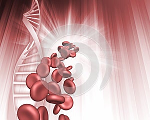 Red Blood Cells Falling DNA Helix photo