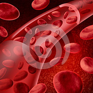 Red blood cells flowing