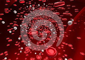 Red blood cells flowing throw an artery