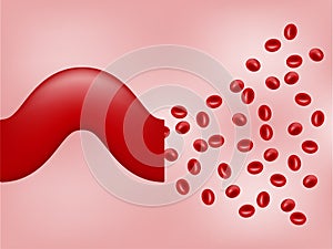 Red blood cells flowing throwgh vein