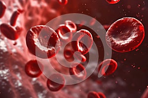 Red blood cells flowing in a vessel