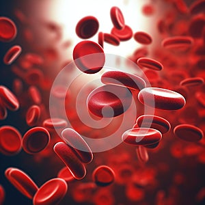 red blood cells flowing in a vessel, 3D illustration