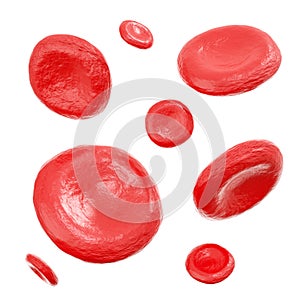 Red blood cells . Isolated white background . 3D rendering