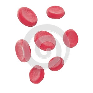 Red blood cells isolated on white backround. 3d illustration