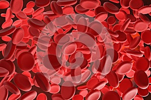 Red blood cells, a medical concept. 3d illustration