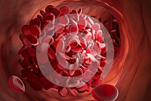 Red blood cells, a medical concept. 3d render
