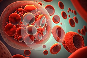 Red blood cells medical design. Abstract science background. Generative Ai