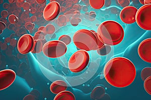 Red blood cells. Medical hematology background with erythrocytes. Generative AI