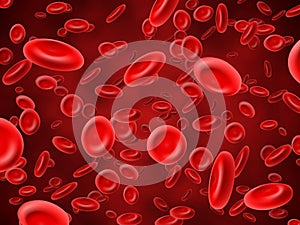 Red blood cells. Medical hematology vector background with 3d macro erythrocytes