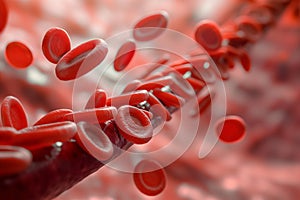 red blood cells move within blood vessels