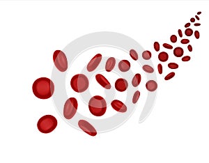 Red blood cells, oxygen transportation in body. Vector. Biology anatomy science. Erythrocytes cells. Round realistic cell