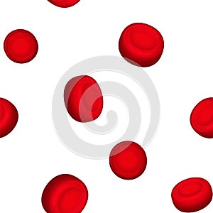 Red Blood Cells Seamless Pattern on White Background. Vector