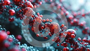 Red blood cells in vein,3d rendering Science background ,3D illustration. 3D Illustration Blood vessel with flowing red