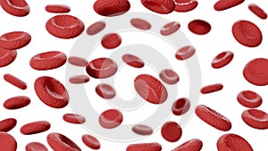Red blood cells in vena. Erythrocytes isolated on white background. Science 3d illustration photo