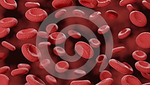 Red blood cells in vena. Microscope closeup view. Science 3d illustration photo
